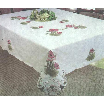 100% Polyester Tablecloth with Embroideries